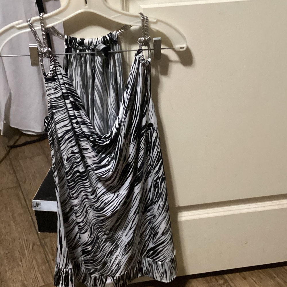 Essentials Black and White Zebra Halter Top